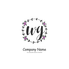 W G WG Initial handwriting and signature logo design with circle. Beautiful design handwritten logo for fashion, team, wedding, luxury logo.