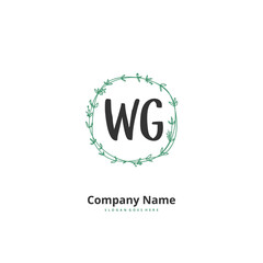 W G WG Initial handwriting and signature logo design with circle. Beautiful design handwritten logo for fashion, team, wedding, luxury logo.