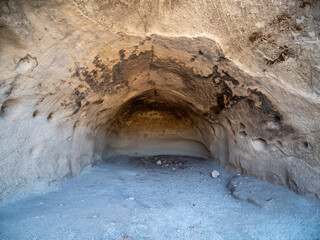 Cave dwellings near Petilia Policastro. Rock settlements in Calabria. Crotone, Calabria, Italy
