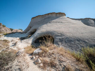 Cave dwellings near Petilia Policastro. Rock settlements in Calabria. Crotone, Calabria, Italy