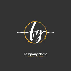 F G FG Initial handwriting and signature logo design with circle. Beautiful design handwritten logo for fashion, team, wedding, luxury logo.