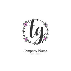 T G TG Initial handwriting and signature logo design with circle. Beautiful design handwritten logo for fashion, team, wedding, luxury logo.