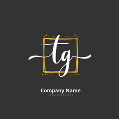 T G TG Initial handwriting and signature logo design with circle. Beautiful design handwritten logo for fashion, team, wedding, luxury logo.