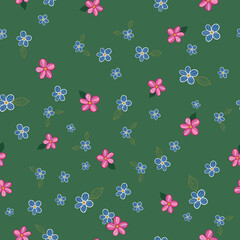 Ditsy daisy floral seamless pattern background