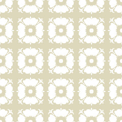 Floral print. White pattern on olive green seamless background