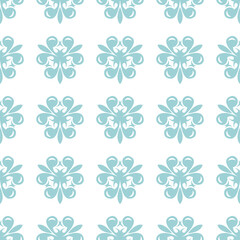 Floral blue seamless pattern on white background. Flowers design