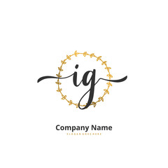 I G IG Initial handwriting and signature logo design with circle. Beautiful design handwritten logo for fashion, team, wedding, luxury logo.