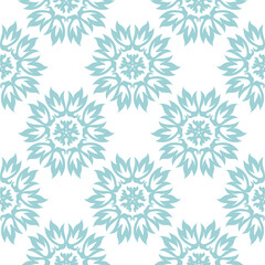 Floral seamless pattern. Light blue flowers on white background