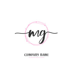 M G MG Initial handwriting and signature logo design with circle. Beautiful design handwritten logo for fashion, team, wedding, luxury logo.