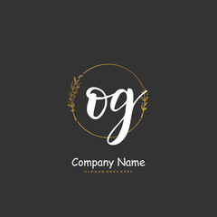 O G OG Initial handwriting and signature logo design with circle. Beautiful design handwritten logo for fashion, team, wedding, luxury logo.