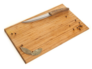 wooden cutting board isolated on white background