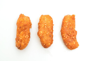 deep fried banana on white
