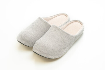 grey slipper on white background
