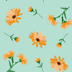 Seamless vector illustration with bright gerberas.