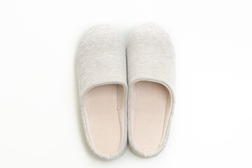 grey slipper on white background