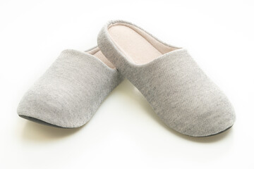 grey slipper on white background