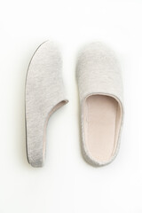 grey slipper on white background