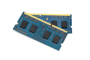 Computer RAM (Random Access Memory) modules on the white background.