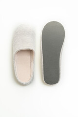 grey slipper on white background