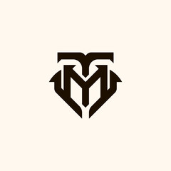 Creative Professional Trendy Monogram MT TM M T Logo Design in Black and White Color, Initial Based Alphabet Icon Logo