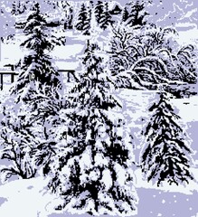 original winter fairy-tale landscape,pixel drawing