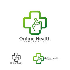 Online Health logo vector designs, Health Touch logo designs concept vector, Simple Health logo template, Arrow with Plus logo icon