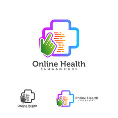 Online Health logo vector designs, Health Touch logo designs concept vector, Simple Health logo template, Arrow with Plus logo icon