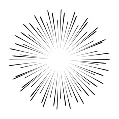 Radial speed Lines in Circle Form for comic books . fireworks Explosion background . Vector Illustration . Starburst
 round Logo . Circular Design element . Abstract Geometric star rays . Sunburst .