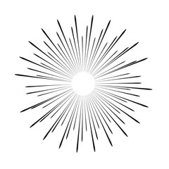 Obraz premium Radial speed Lines in Circle Form for comic books . fireworks Explosion background . Vector Illustration . Starburst round Logo . Circular Design element . Abstract Geometric star rays . Sunburst .