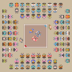 Boxing. Top view. Boxers in the ring and the audience in the hall. View from above.