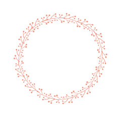 Hand drawn floral boho styl wreath for wedding, invitation card design. Isolated on white. Vector illustration.