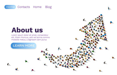 People up arrow, group network web site, banner teamwork. Vector