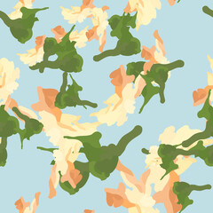 Forest camouflage of various shades of beige, green and blue colors