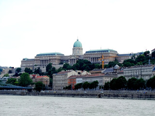 Fototapeta na wymiar Panoramic view of Danube river and Buda Castle in Budapest, Hungary. Budapest is the capital city of Hungary and cross over Danube river.