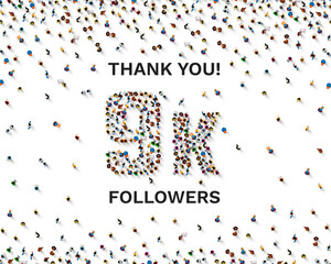 Thank you followers peoples, 9k online social group, happy banner celebrate, Vector