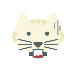 Shock Cat Emoji Flat Vector Design