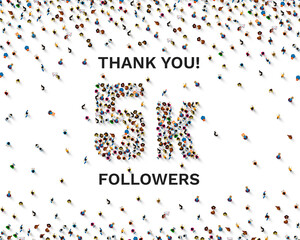 Thank you followers peoples, 5k online social group, happy banner celebrate, Vector