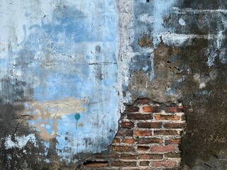 Vintage style blue brick wall, abstract background