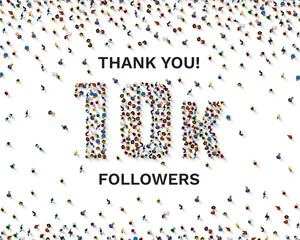 Thank you followers peoples, 10k online social group, happy banner celebrate, Vector