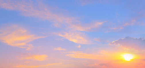 Naklejka na ściany i meble magical pink sunrise sky background