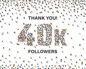 Thank you followers peoples, 40k online social group, happy banner celebrate, Vector