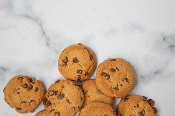 chocolate cookies on a marble background