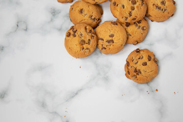 chocolate cookies on a marble background