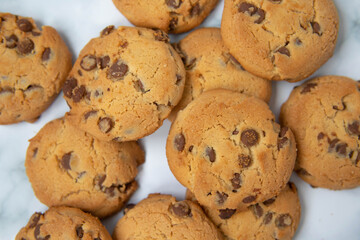 chocolate cookies on a marble background