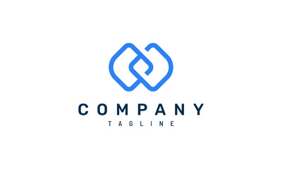 Combined letters W and M. Simple blue monogram logo design