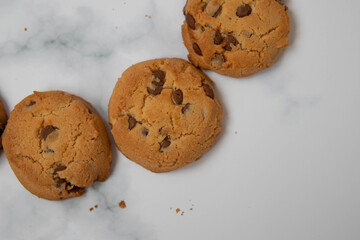 chocolate cookies on a marble background