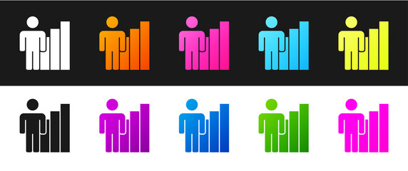 Set Productive human icon isolated on black and white background. Idea work, success, productivity, vision and efficiency concept. Vector.