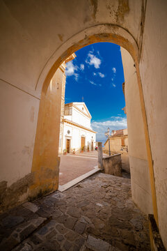 Pontifical Basilica of Santa Maria de Gulia, in Castellabate, in a cloudy day. 