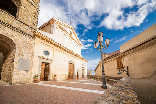 Pontifical Basilica of Santa Maria de Gulia, in Castellabate, in a cloudy day. 