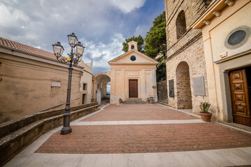 Pontifical Basilica of Santa Maria de Gulia, in Castellabate, in a cloudy day. 